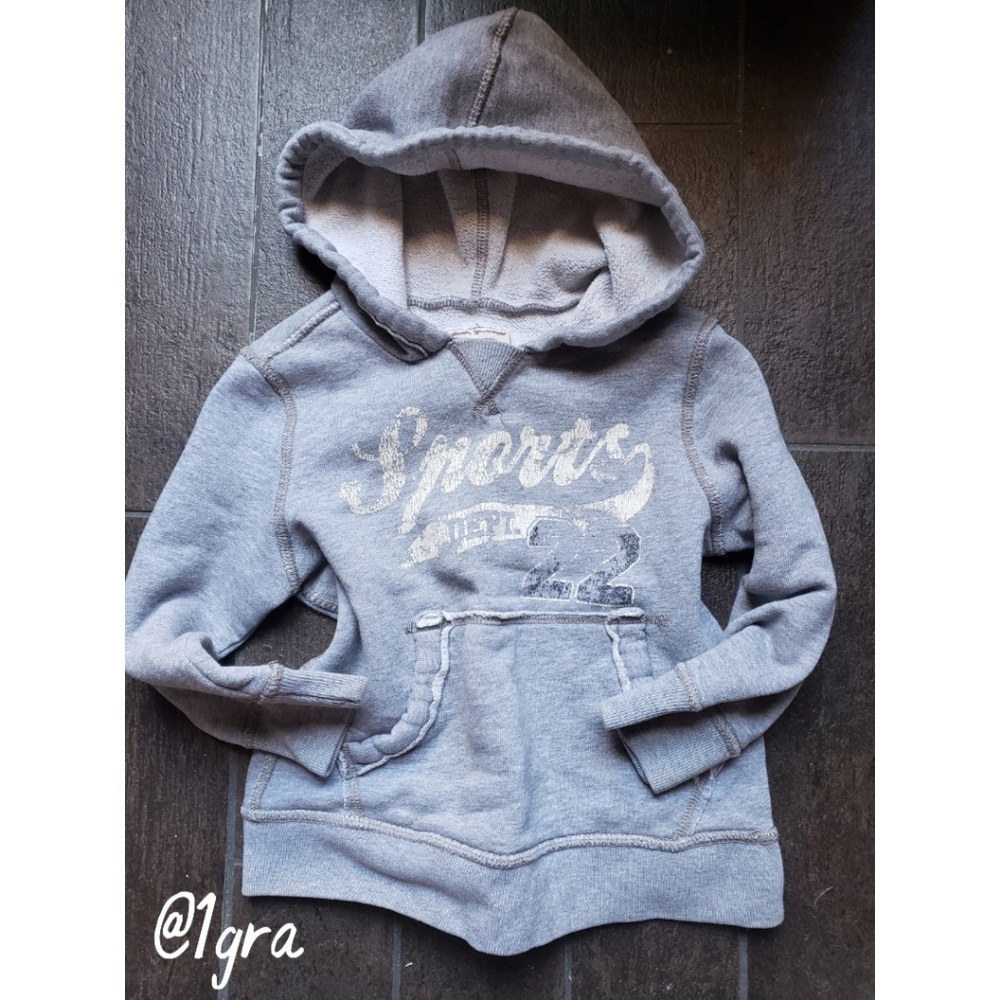 Vintage Boys Toddler Sporty Pullover Hoodie Grey